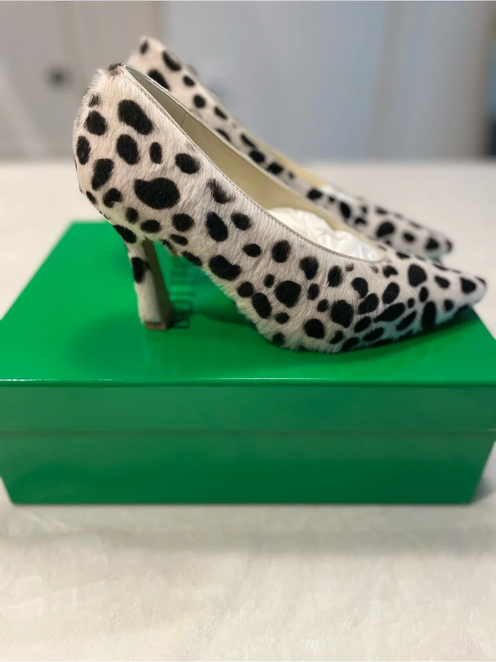 Bottega Veneta Sofia Lamb Hair Pump in Jaguar Print 37.5 New in Box